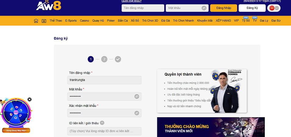 Đăng ký tài khoản nhà cái